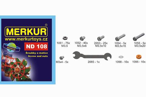 MERKUR ND 108, Дополнительные детали к металлическому конструктору, 101 деталь.